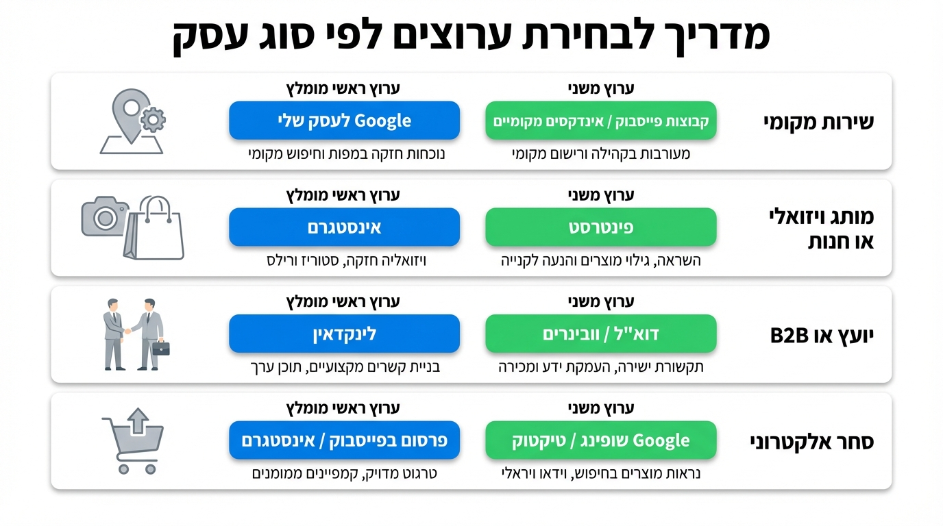 בחירת ערוצי שיווק לפי סוג העסק