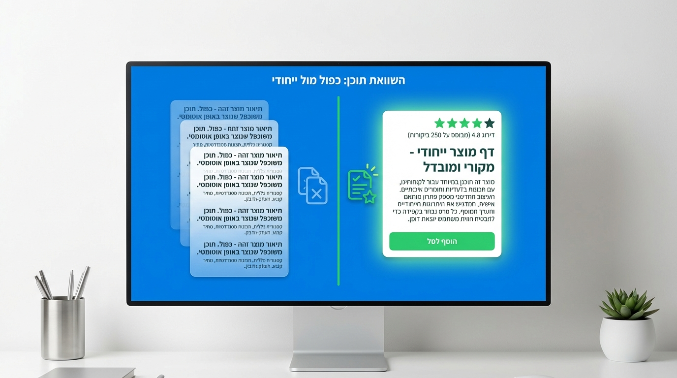 טעות נפוצה בקידום איקומרס - שימוש בתיאורי יצרן מועתקים בעמודי מוצר