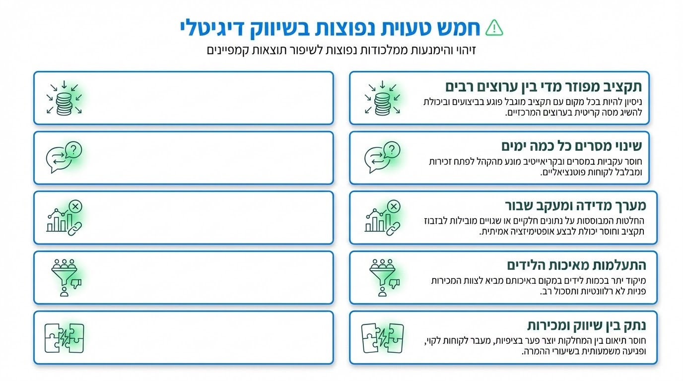 חמש טעויות נפוצות של עסקים שעובדים בלי ייעוץ שיווקי