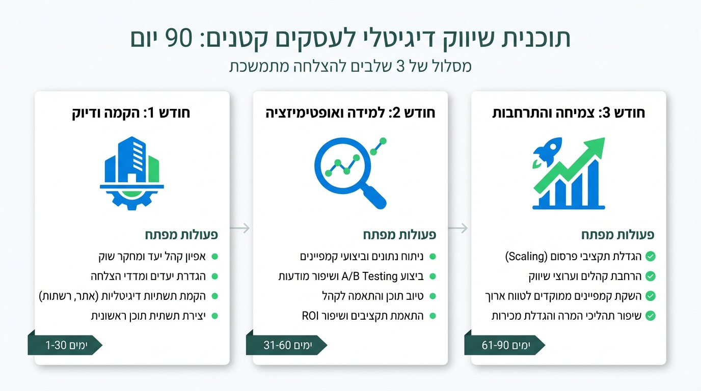 תוכנית שיווק דיגיטלית ל-90 יום לעסק קטן