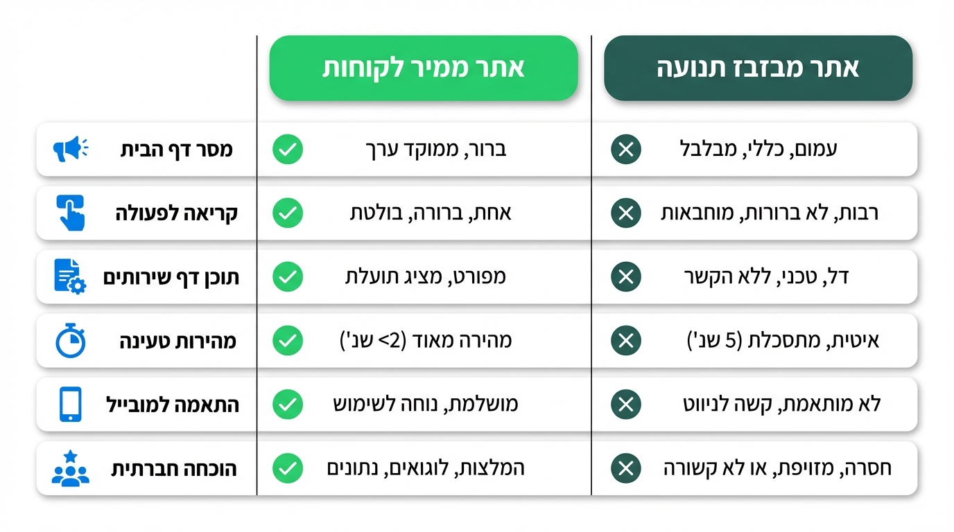 בדיקת מציאות - ההבדל בין אתר שממיר לאתר שמבזבז תנועה