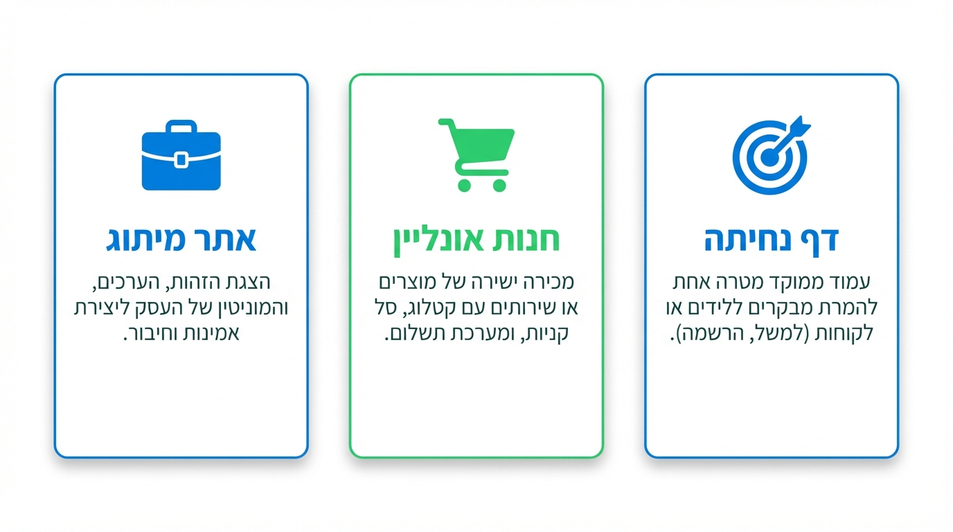 איזה סוג אתר מתאים לעסק שלי - תדמית חנות או דף נחיתה