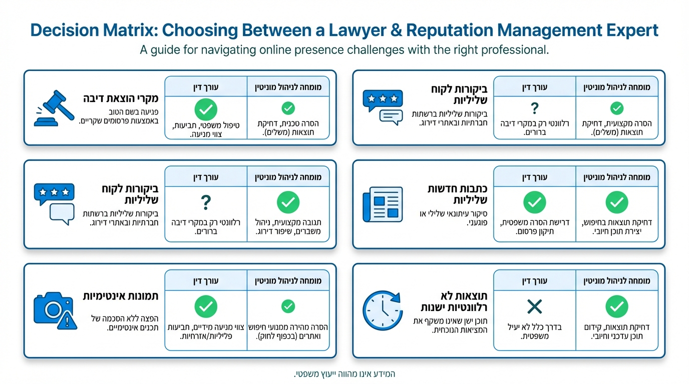 מתי פונים לעורך דין ומתי למומחה מוניטין - השוואה
