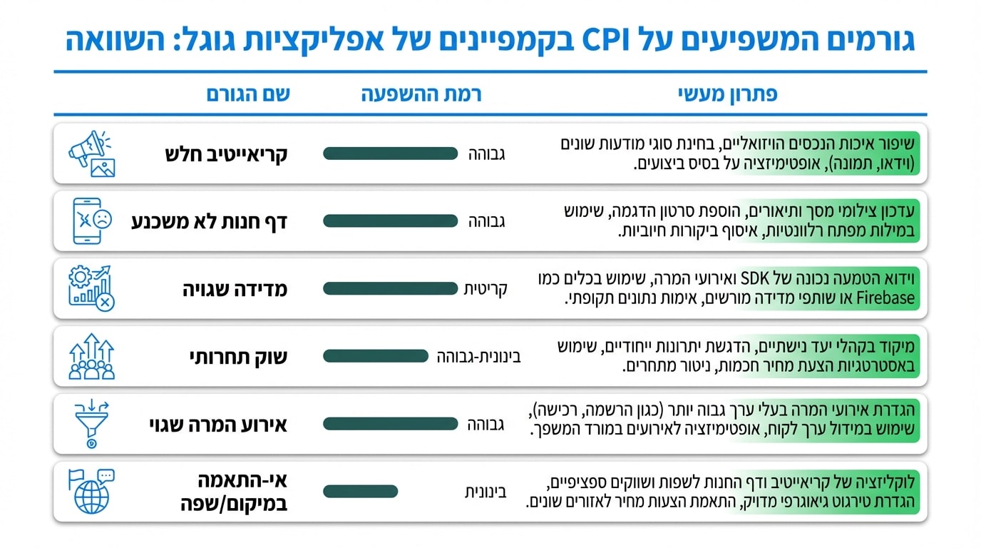 כמה עולה קמפיין אפליקציות גוגל ומה משפיע על ה-CPI