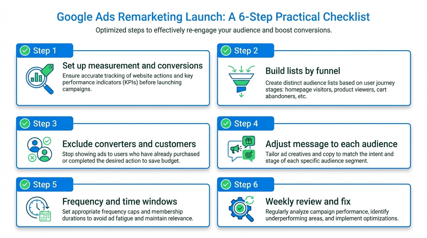 צ׳ק-ליסט מעשי להתחלת רימרקטינג בגוגל אדס