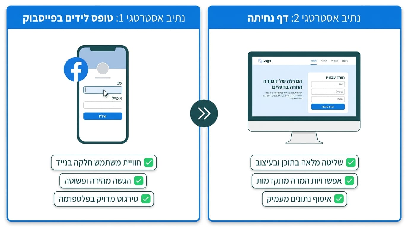 טופס לידים פייסבוק מול דף נחיתה – השוואה אסטרטגית