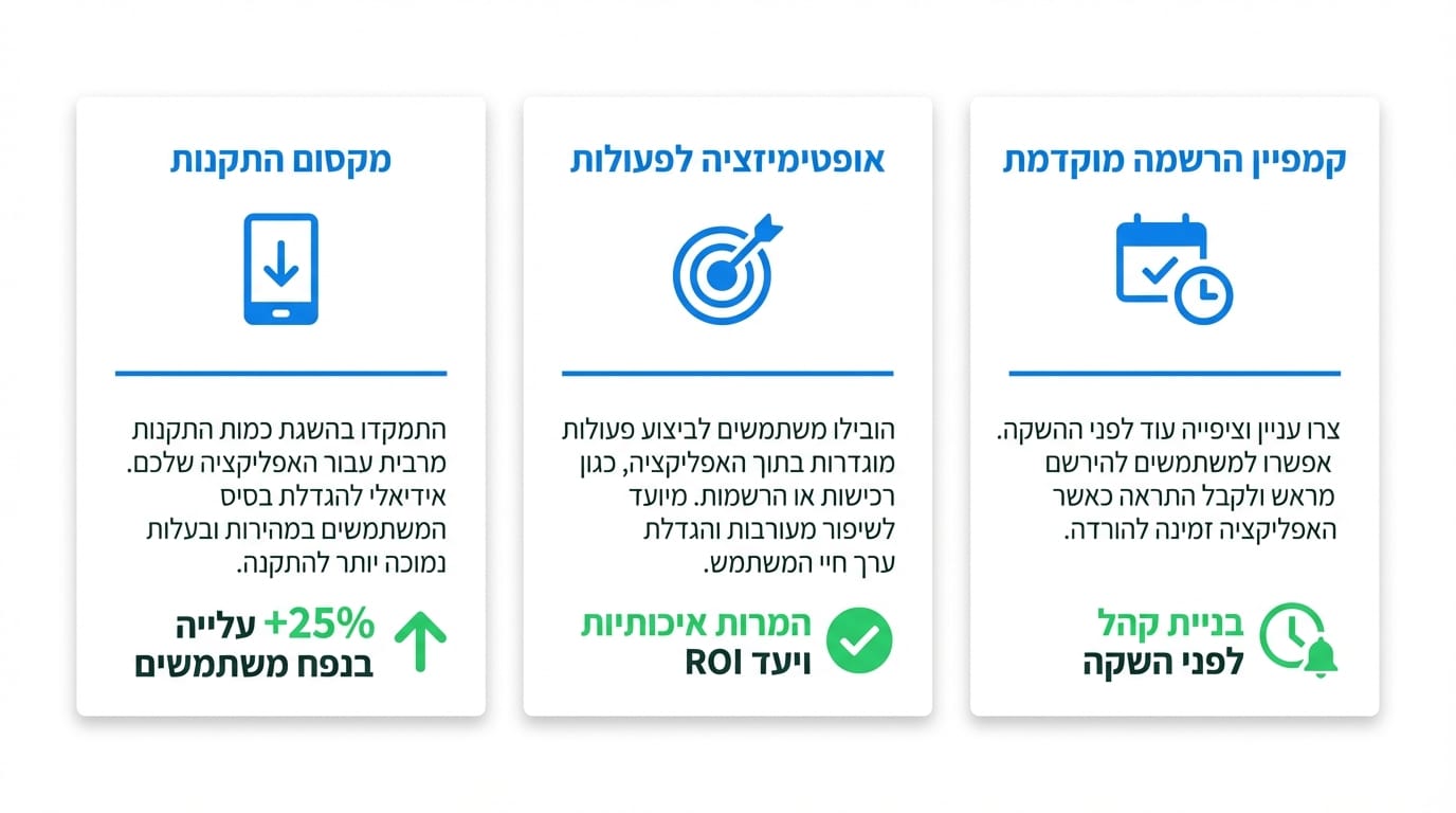 אילו מטרות אפשר לבחור בקמפיין אפליקציות גוגל