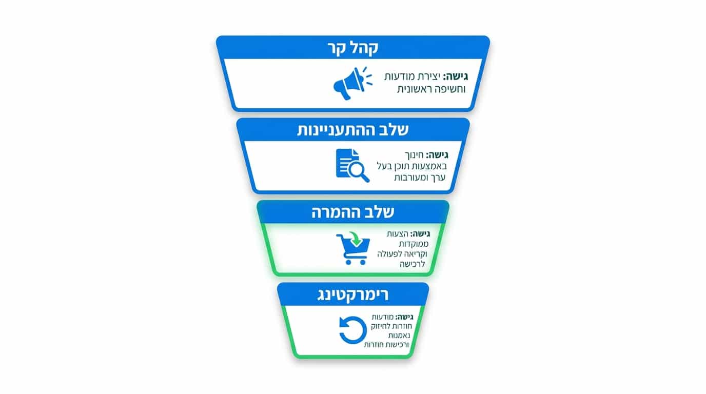 התאמת עיצוב מודעות לשלב במשפך השיווקי